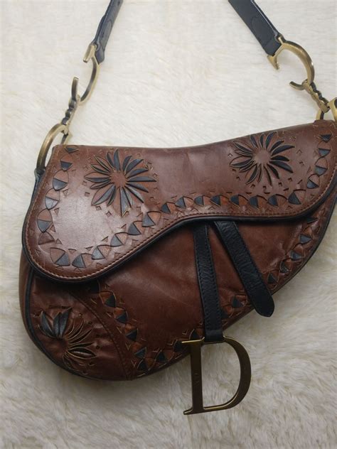 vintage dior saddle bag brown